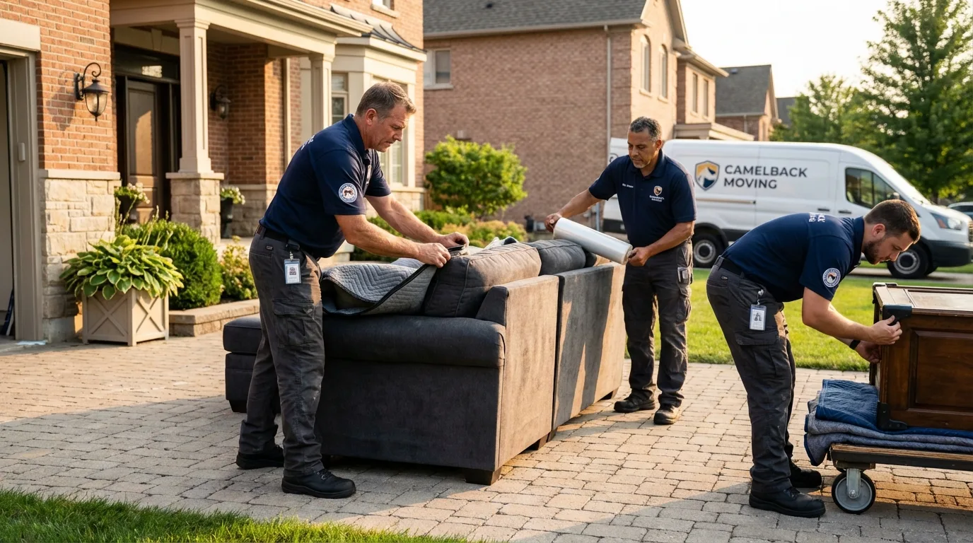 Large estate moving crew wrapping furniture in Dravosburg, PA